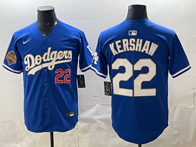 2026 Men Nike Los Angeles Dodgers #22 Kershaw Blue gold Game MLB Jersey 004